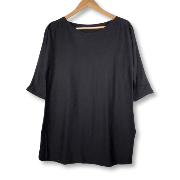 Peruvian Connection Mid-Sleeve Oversized Boxy Tee Black Size XS - Picture 1 of 7